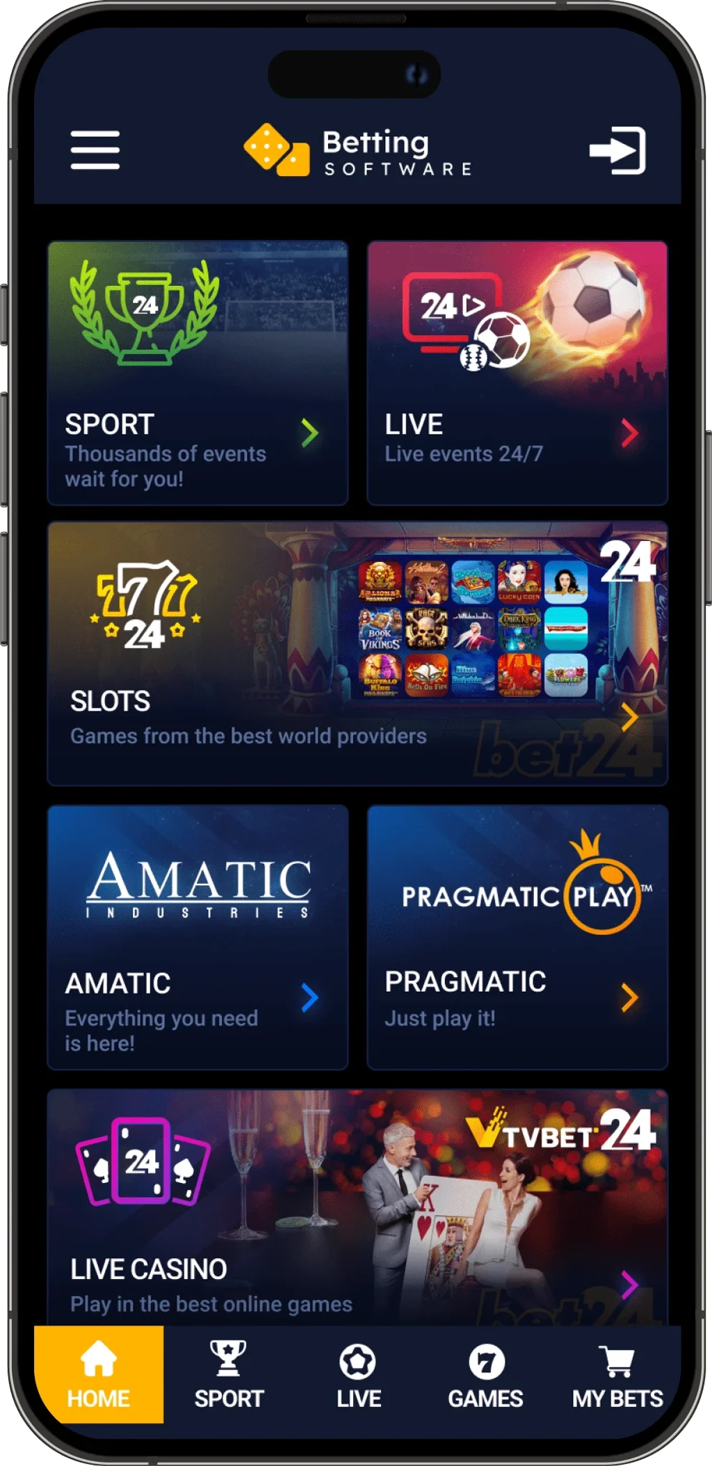 Non-stop Bet design - mobile view