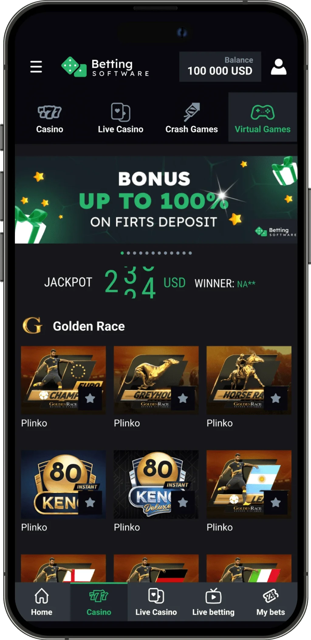 Spin Green design - mobile view