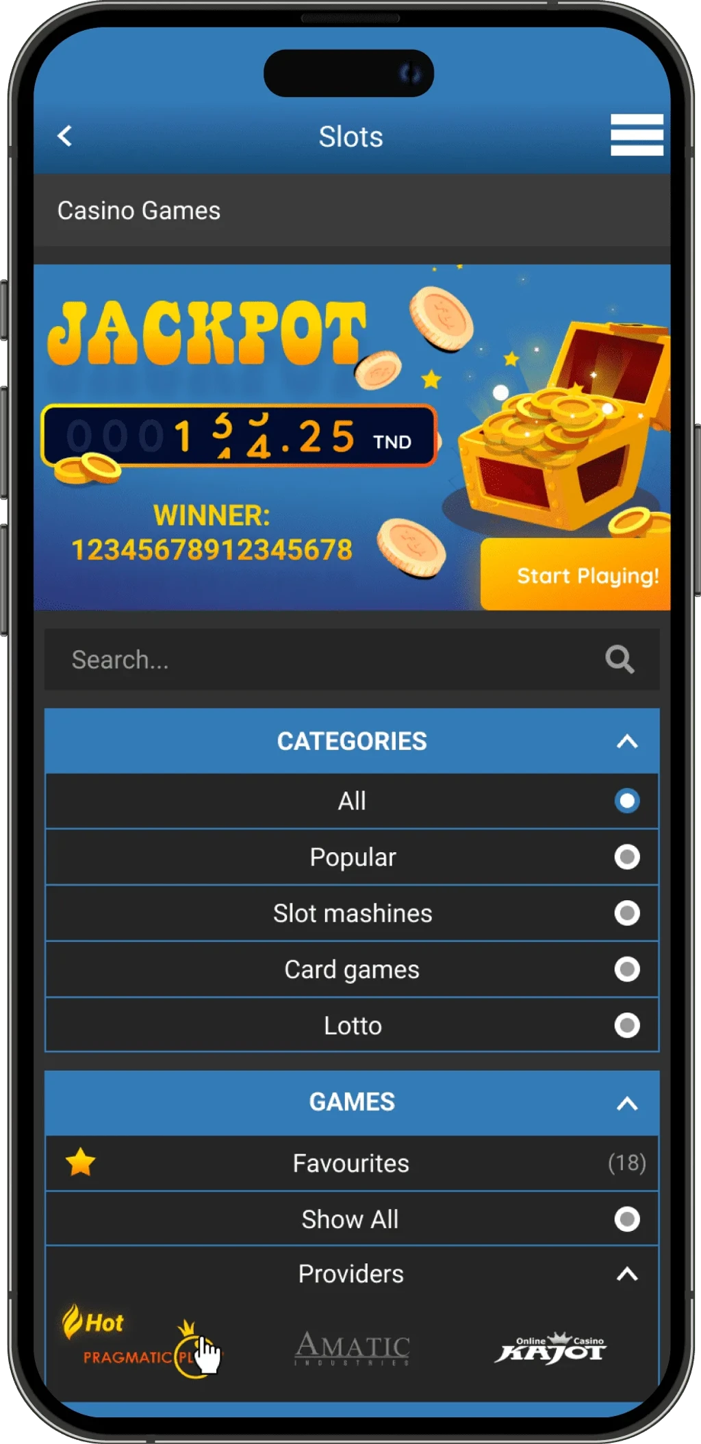 Real Bet design - mobile view